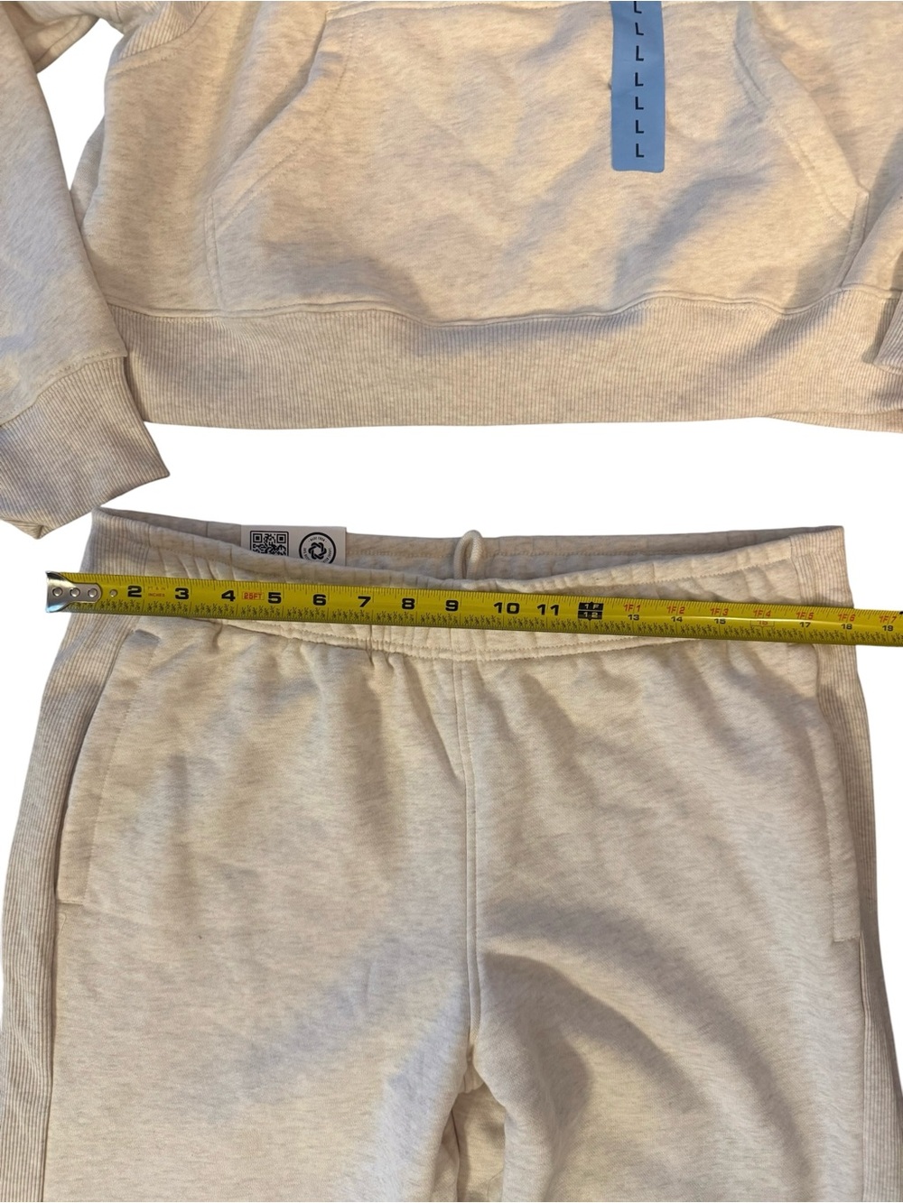 Cream Elastic-Waist Jogger Pants & Cropped Zip Collar Crew Neck Sweater Pull-On - Picture 4 of 10